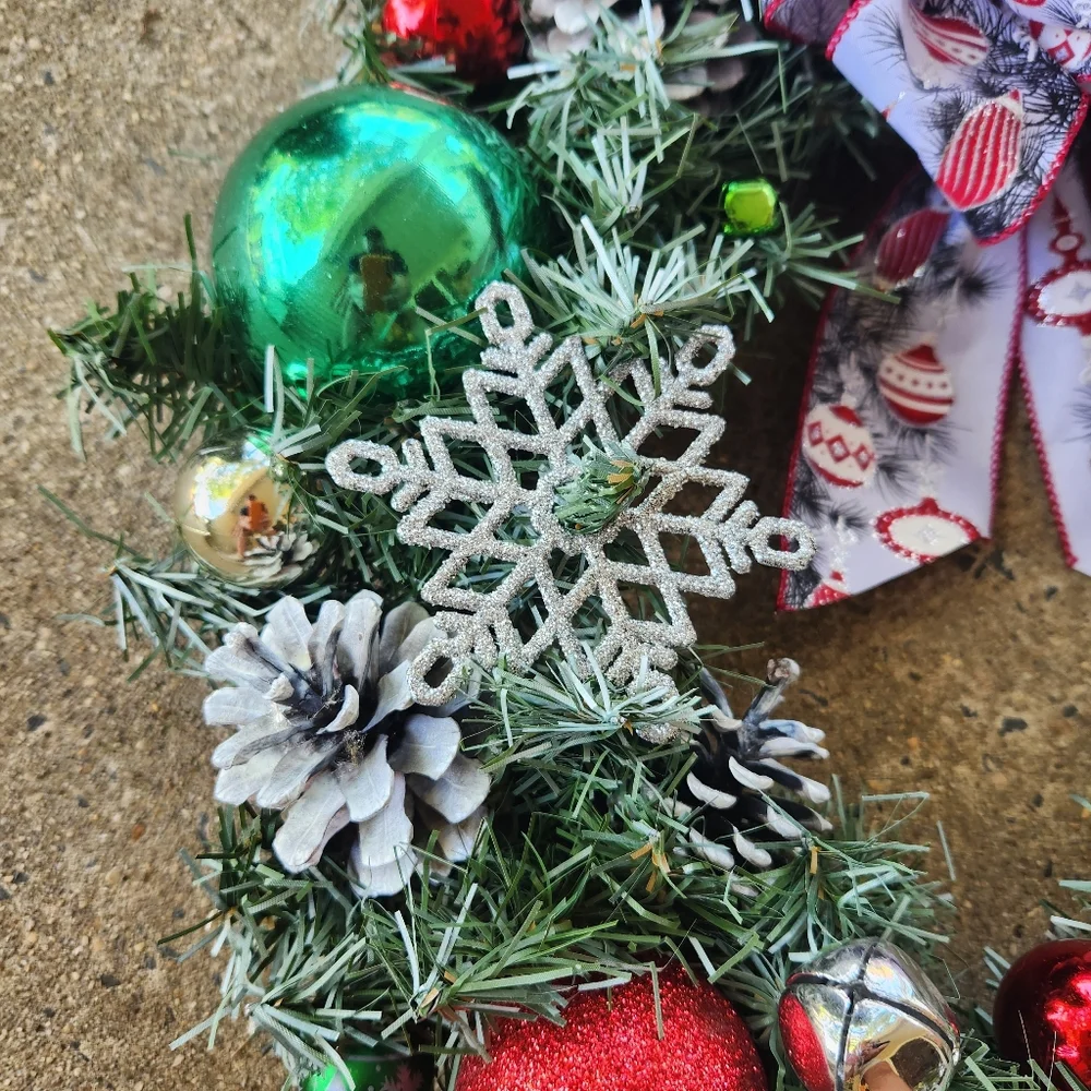 Handmade Festive Glitter Snowflake Christmas Wreath
